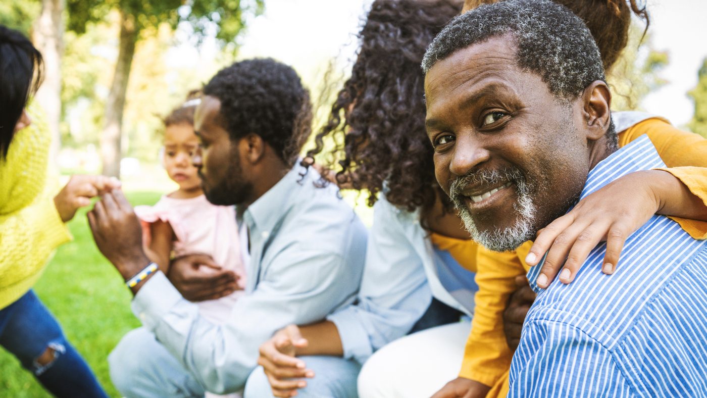 Multigenerational family together outdoors